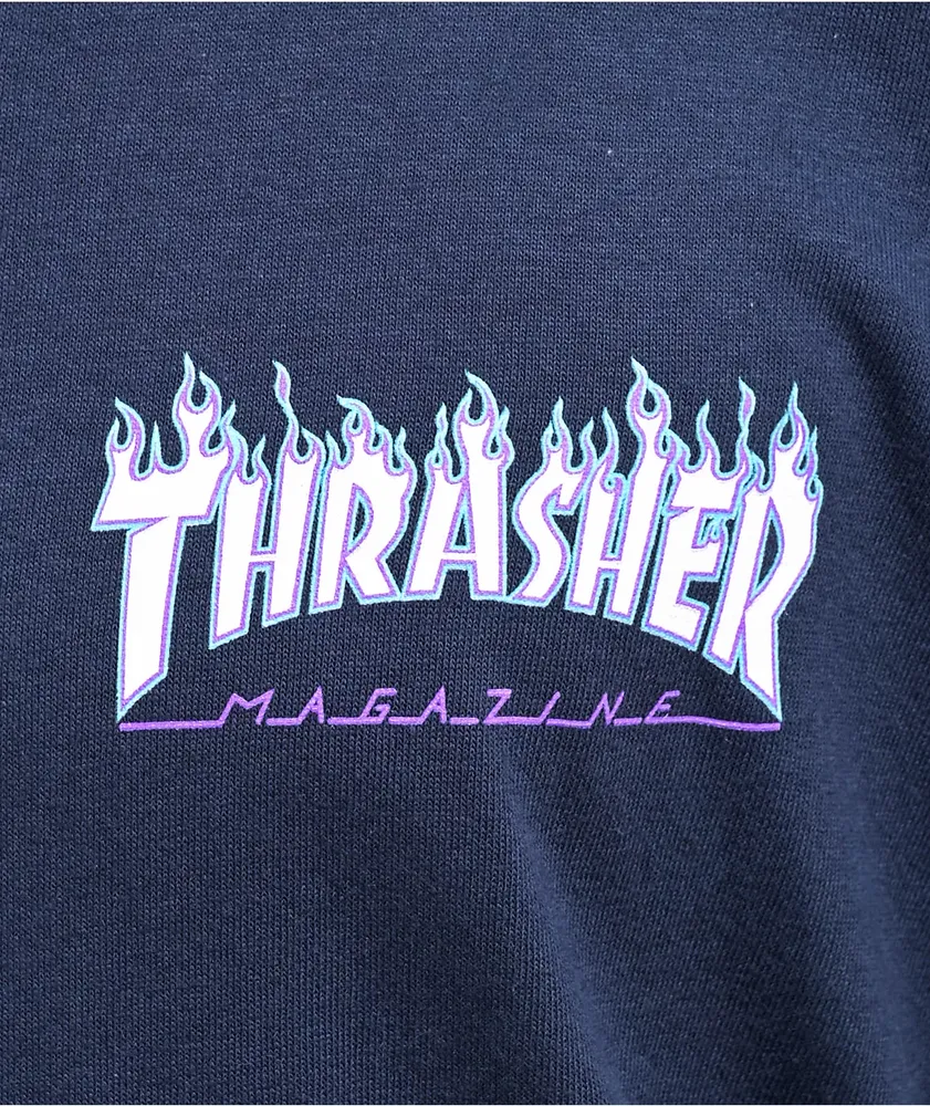 Thrasher blue flame shirt cheap