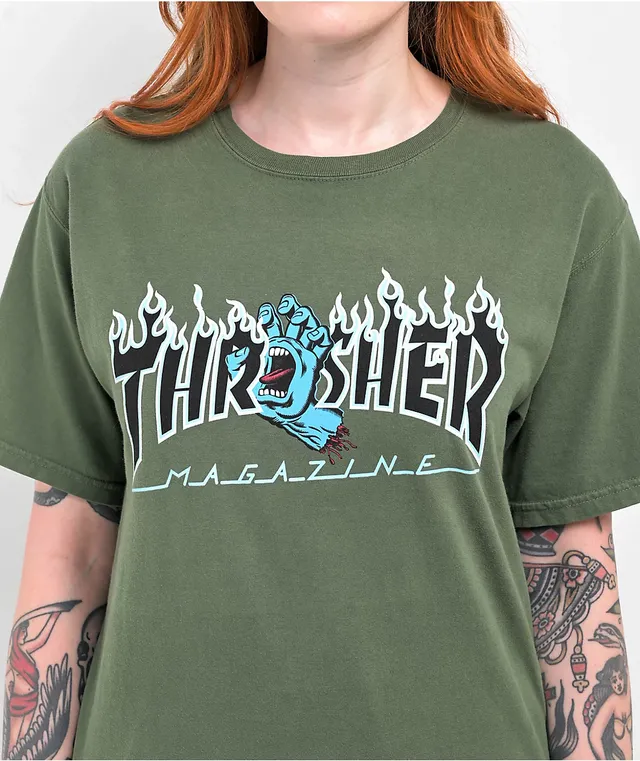 Santa Cruz x Thrasher Scream Flame Green T-Shirt at Foxvalley Mall