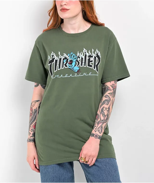 Santa Cruz x Thrasher Scream Flame Green T-Shirt at Foxvalley Mall
