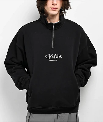 Shaka Wear Black Sherpa Quarter Zip Hoodie | Arden Fair
