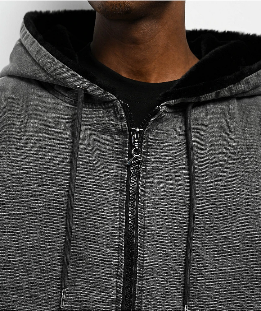 Shaka Wear Aged Canvas Fur Black Wash Work Jacket at CoolSprings