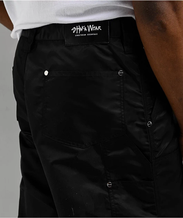 Shaka Wear Double Knee Black Nylon Cargo Pants | MainPlace Mall