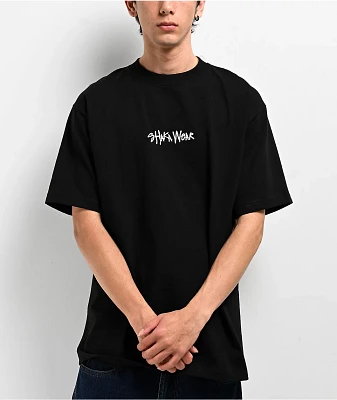 Shaka Wear Embroidered Logo Garment Dye Black Heavyweight T