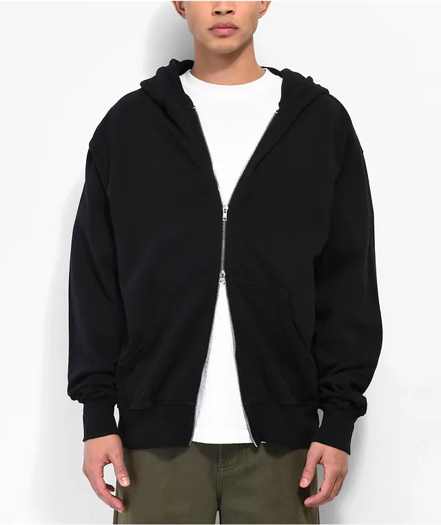 Shaka Wear Garment Dye Black Double Heavyweight Zip Hoodie 