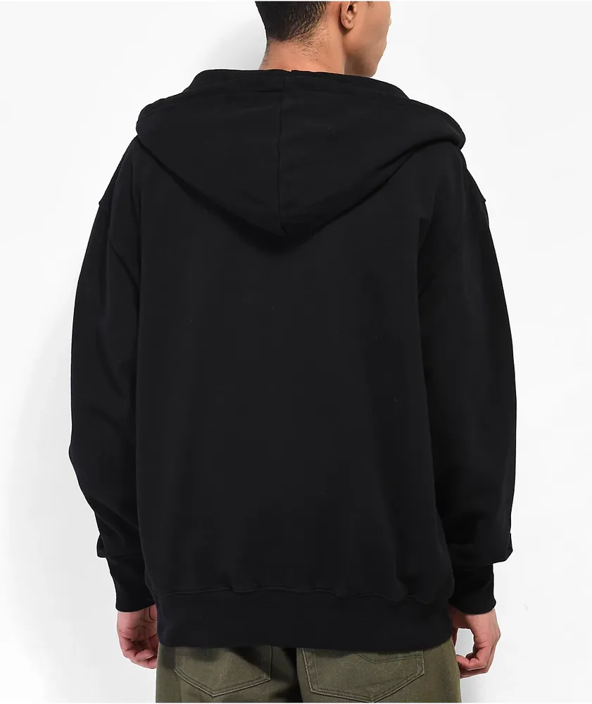Shaka Wear Garment Dye Black Heavyweight Double Zip Hoodie