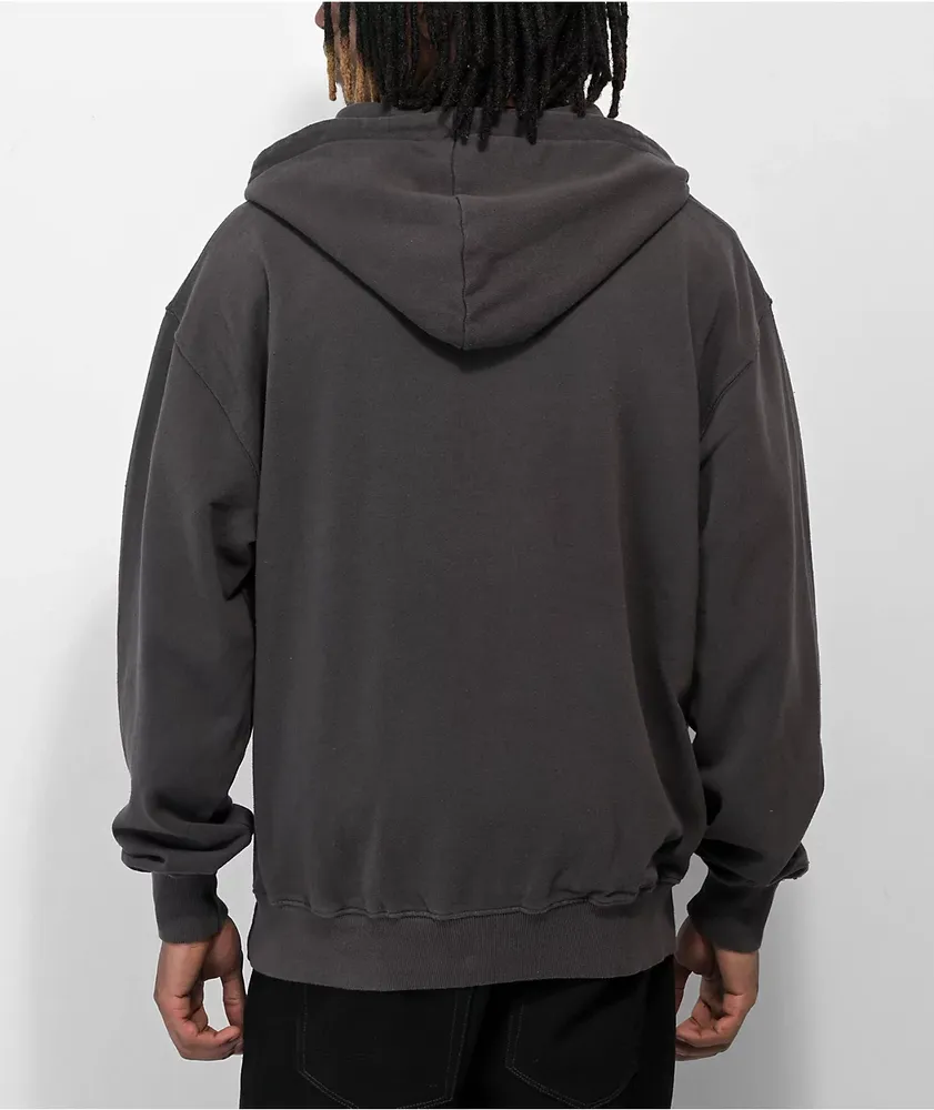 Shaka Wear Garment Dye Grey Heavyweight Double Zip Hoodie