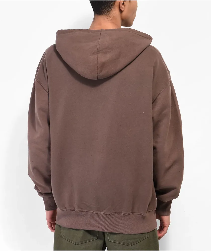 Shaka Wear Garment Dye Mocha Heavyweight Double Zip Hoodie at