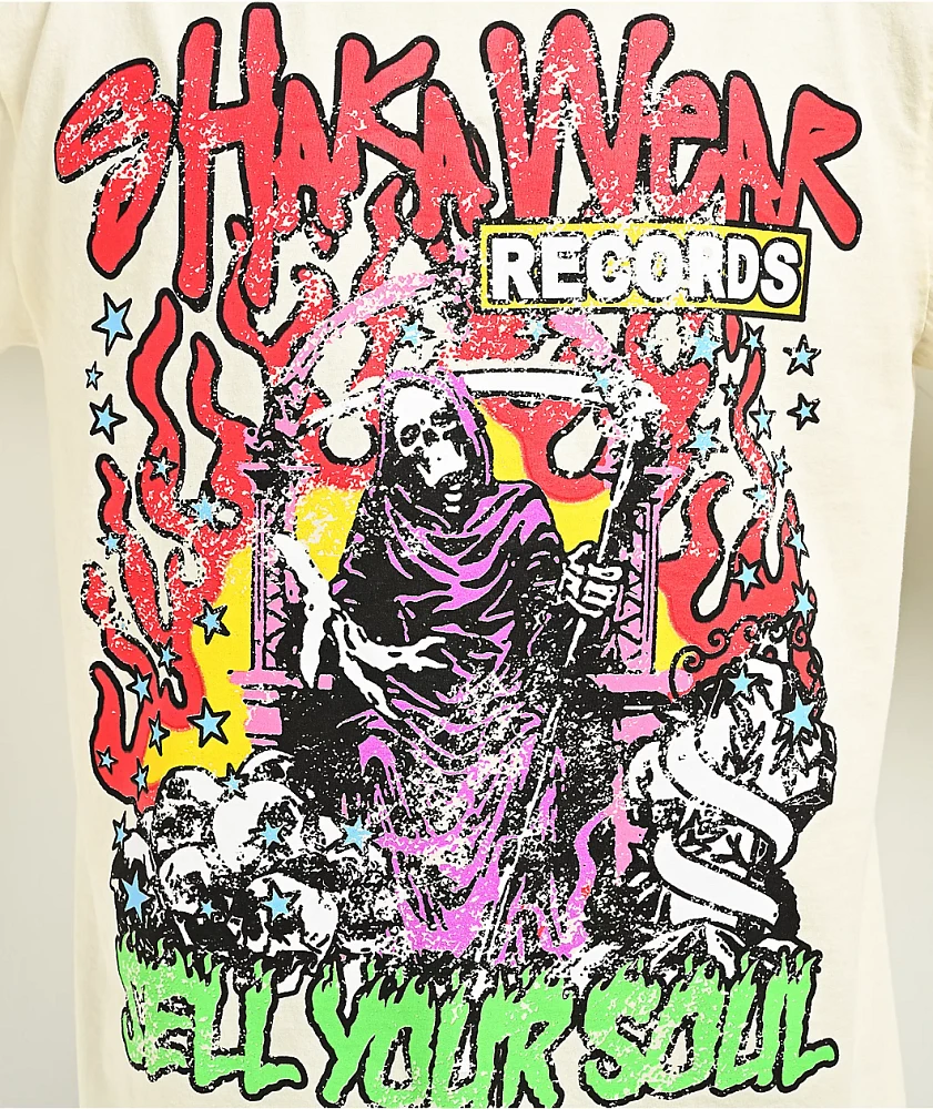 Shaka Wear Records Natural T-Shirt | MainPlace Mall