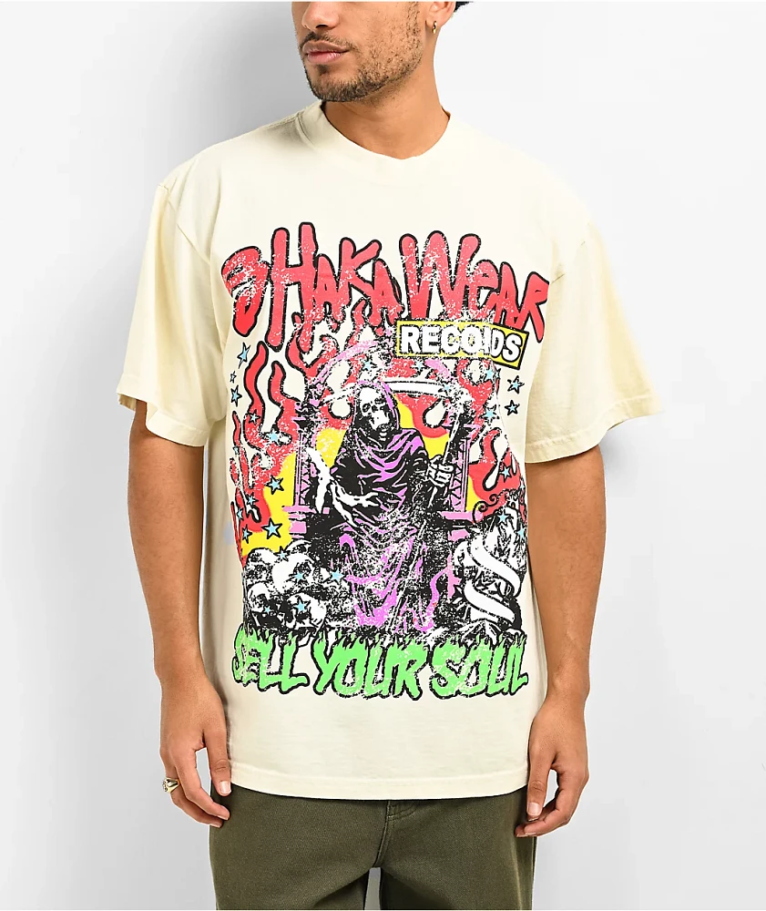 SHAKA × GALLERIA オリジナルTシャツ Shaka Wear Records Natural T-Shirt | MainPlace Mall