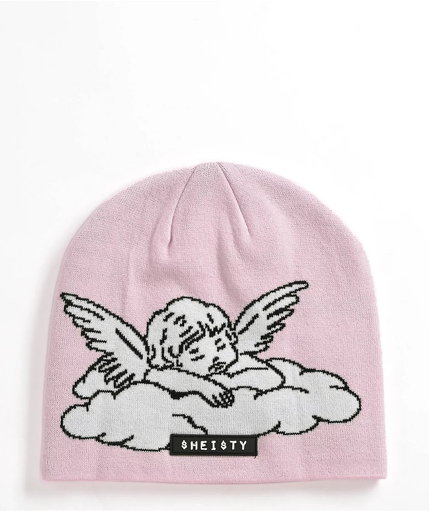 hei$ty Sheisty Cherub Pink Skull Cap Beanie | MainPlace Mall
