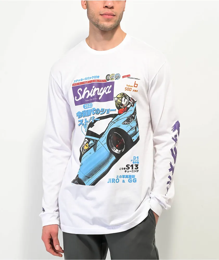Shinya Mag White Long Sleeve T-Shirt at Hamilton Place in