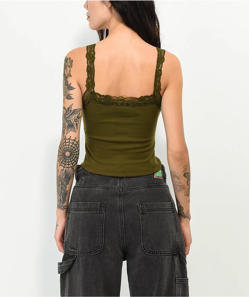 Spicychix Lace Green Crop Tank Top | Liberty Center