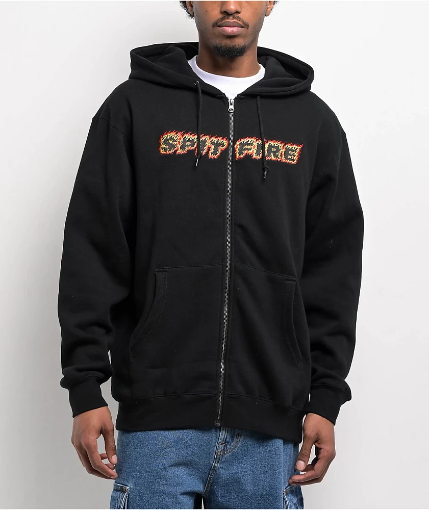 Spitfire Flames Script Black Zip Hoodie | Connecticut Post Mall