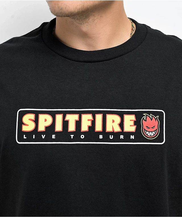 Spitfire Live To Burn Black T-Shirt | Liberty Center