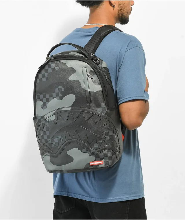 Sprayground 3am black & grey camo checkerboard vegan backpack clearance