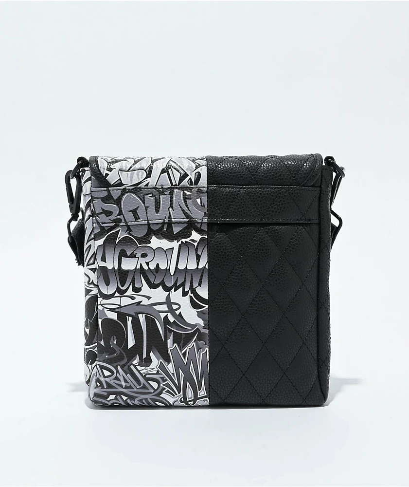 Sprayground Half Graff Quilted Black Crossbody Bag | MainPlace Mall