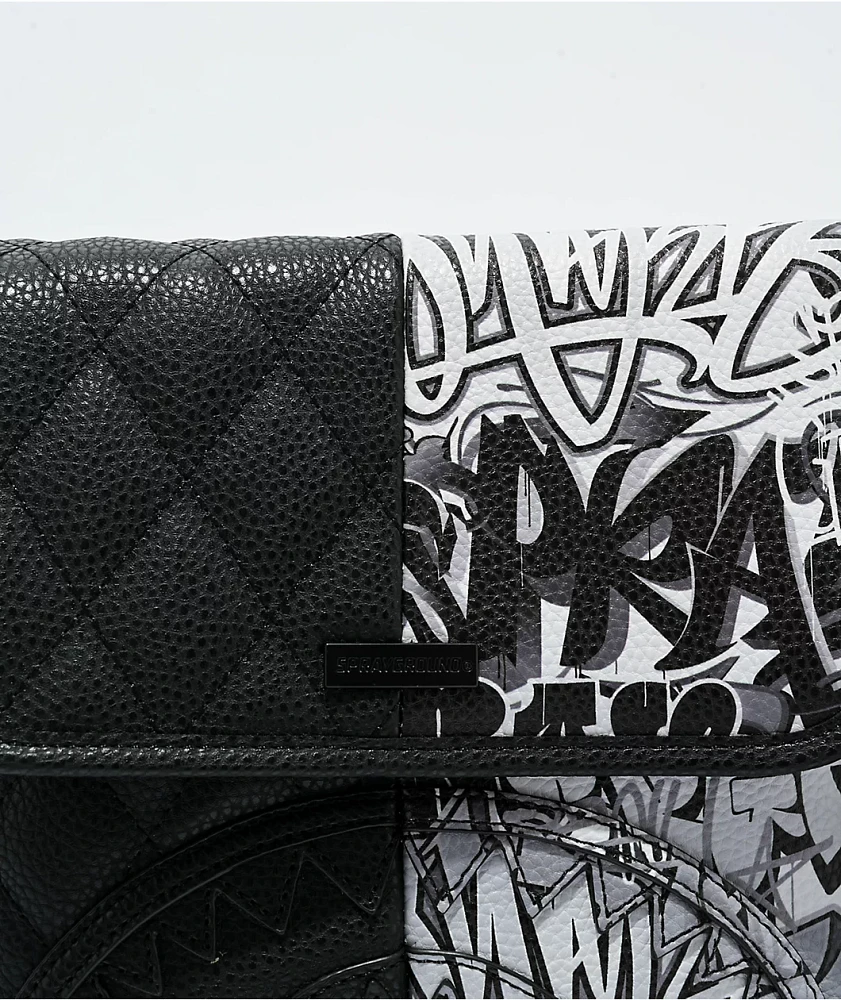 Sprayground Half Graff Quilted Black Crossbody Bag | MainPlace Mall