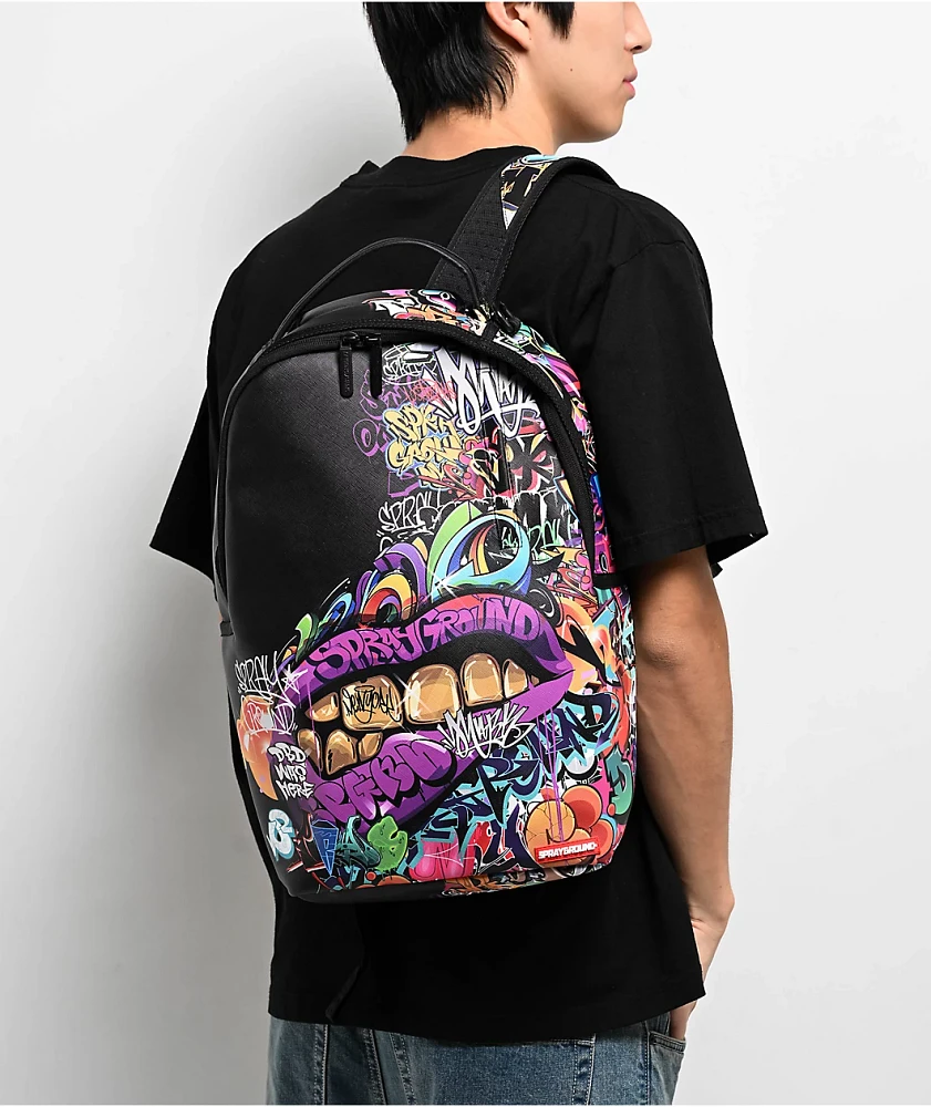 Sprayground Half Graffiti Black Backpack | Arden Fair