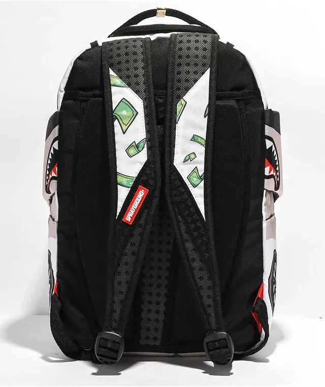 Sprayground chenille white marble shark backpack top