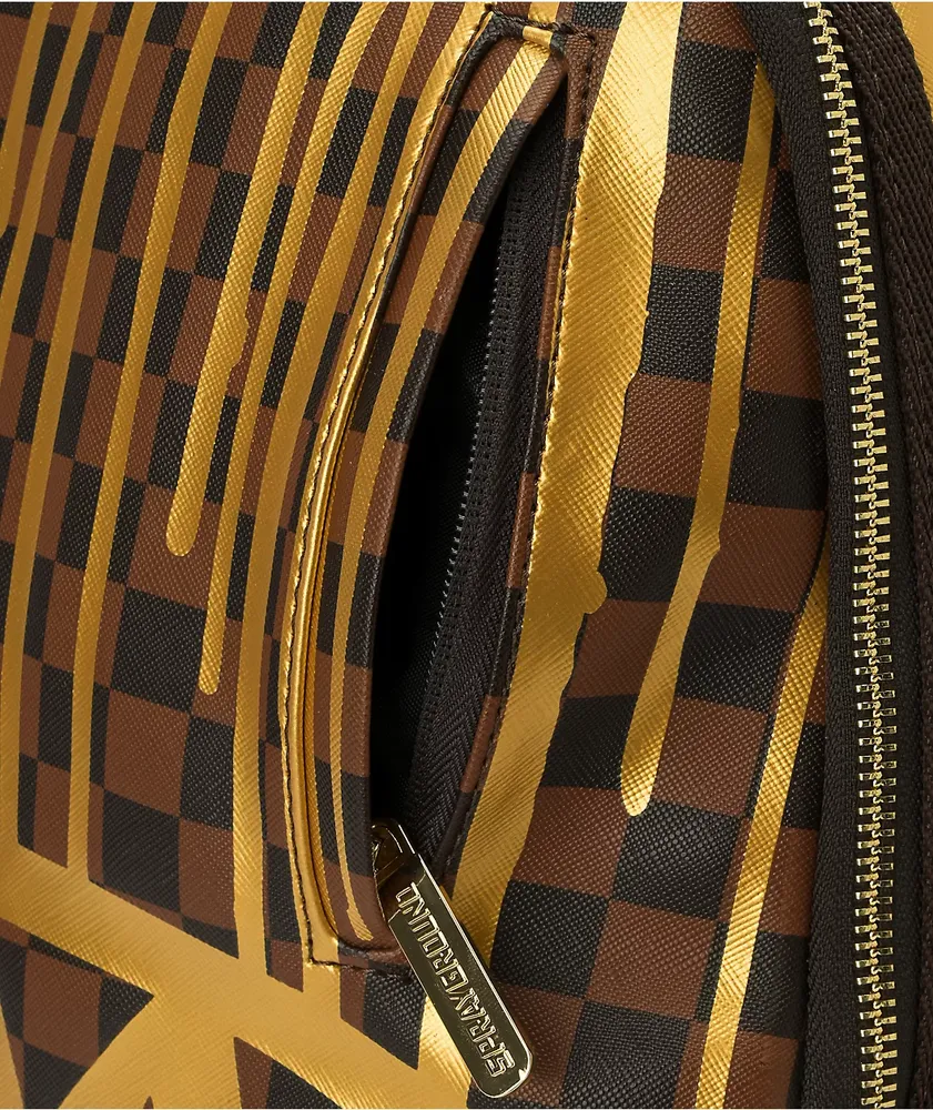 Sprayground gold sales checkered drips backpack
