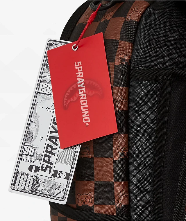 【SPRAYGROUND】Peeking キャラクター チェック トイレタリー Sprayground Peeking Character In Brown Black | Toiletry Bag