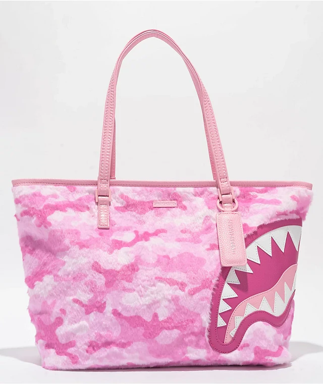 Sprayground Pink Camo Faux Fur Tote Bag | Liberty Center