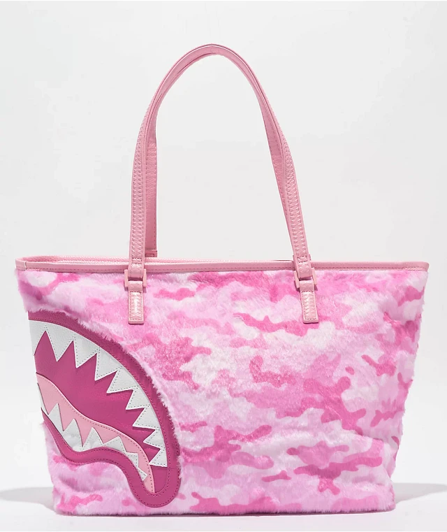 Sprayground Pink Camo Faux Fur Tote Bag | Mission Valley