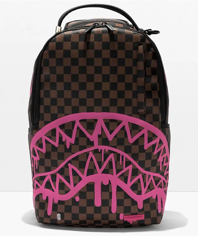 Sprayground Pink Drip DLX Brown Checkered Backpack | Niagara Pen