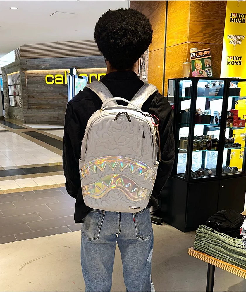 Sprayground Quilted Northern DLX Grey Backpack at Mall of
