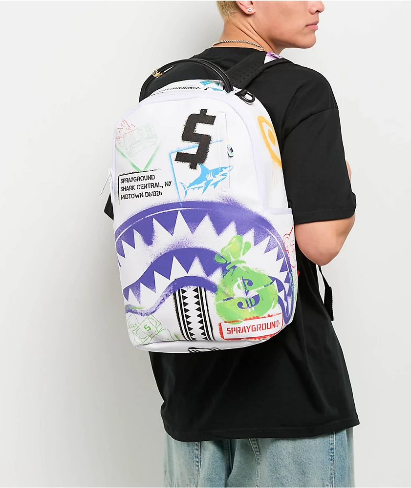 Sprayground Shark Central Stencil Backpack | Dulles Town Center