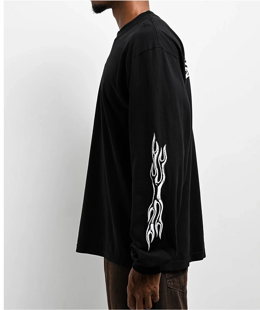 Straye Flame Black Wash Heavyweight Long Sleeve T-Shirt | Liberty