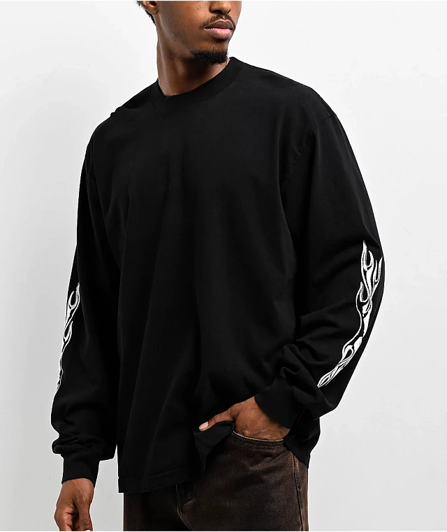 Straye Flame Black Wash Heavyweight Long Sleeve T-Shirt at