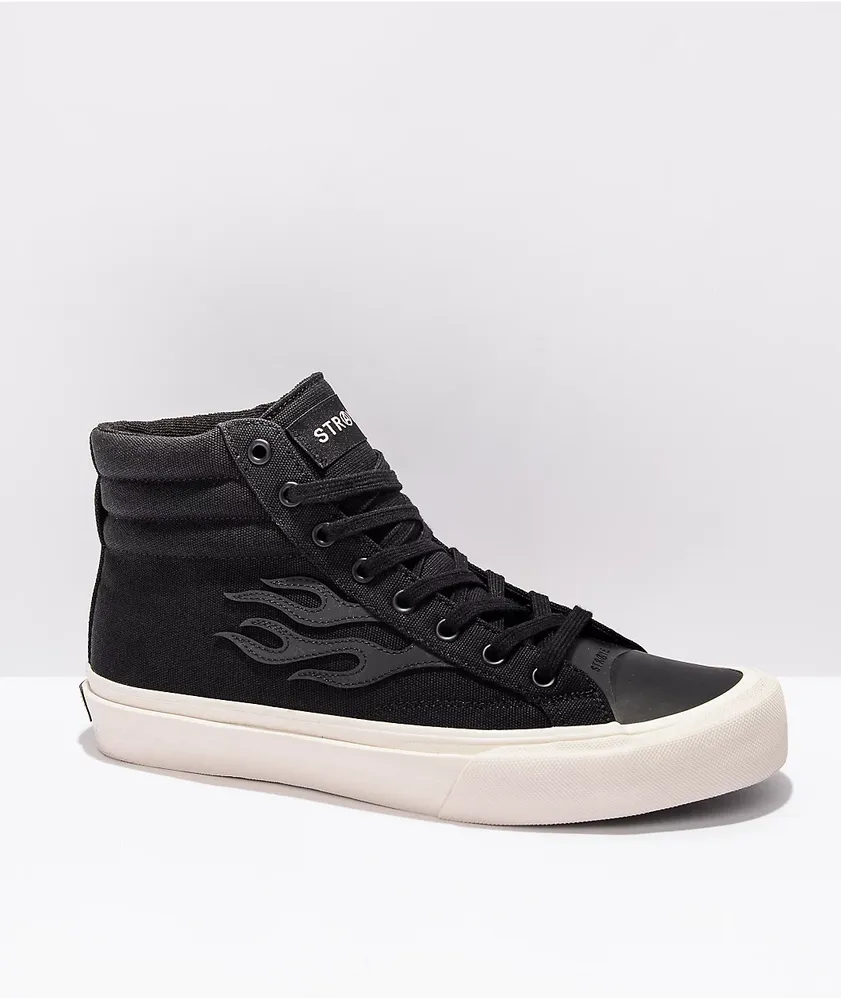 Straye Venice XRay Flame Black & Reflective HighTop Skate Shoes