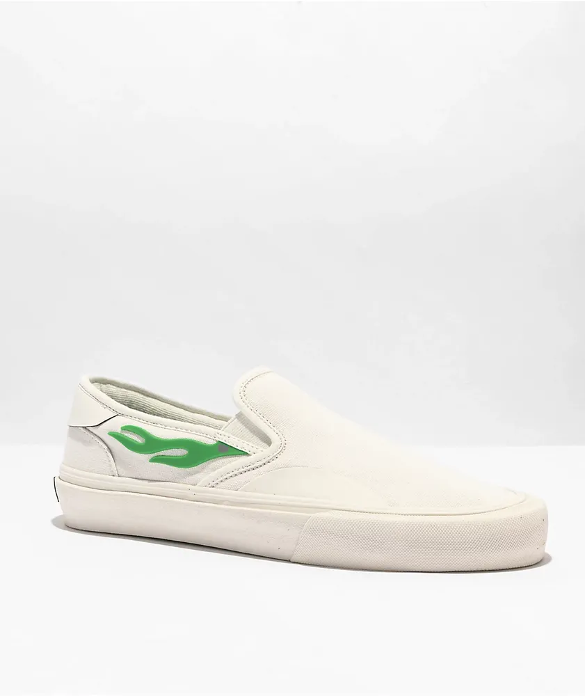 Straye Vista White & Green Flame Skate Shoes Hamilton Place