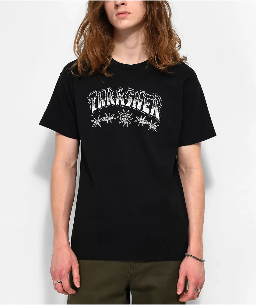 Thrasher Barbed Wire Black T Shirt Vancouver Mall