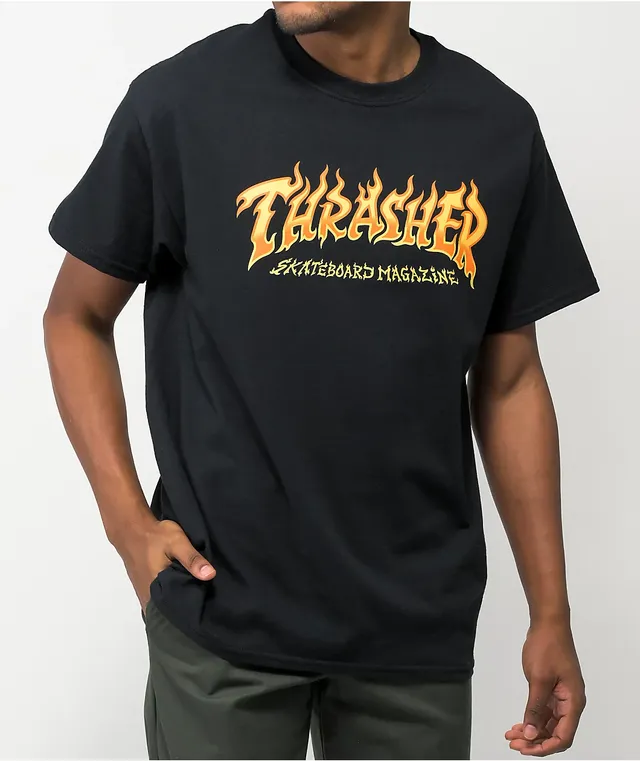 Thrasher Fire Logo Black T Shirt CoolSprings Galleria
