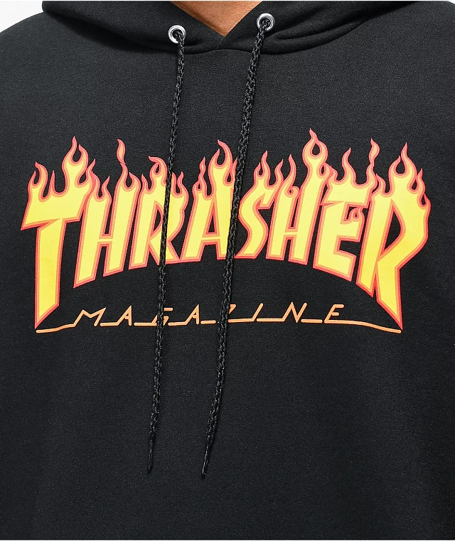 Thrasher flame logo black hoodie hotsell
