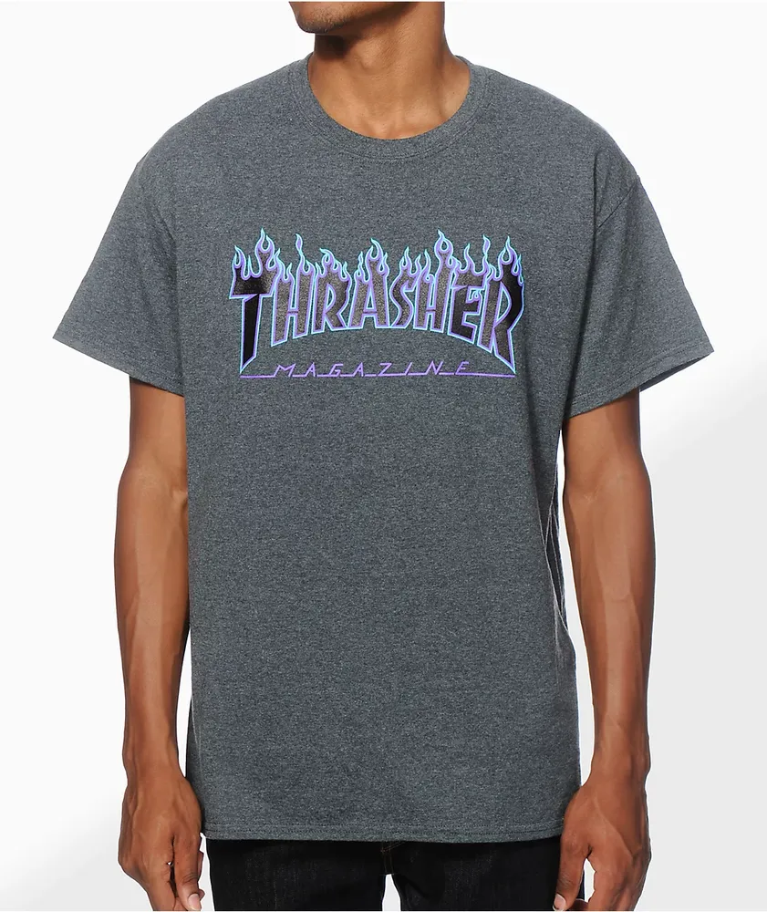 Thrasher Flame Logo Purp T Shirt Hamilton Place