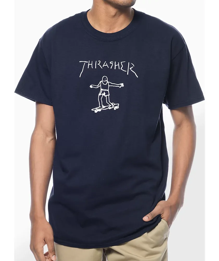 Navy hot sale thrasher shirt