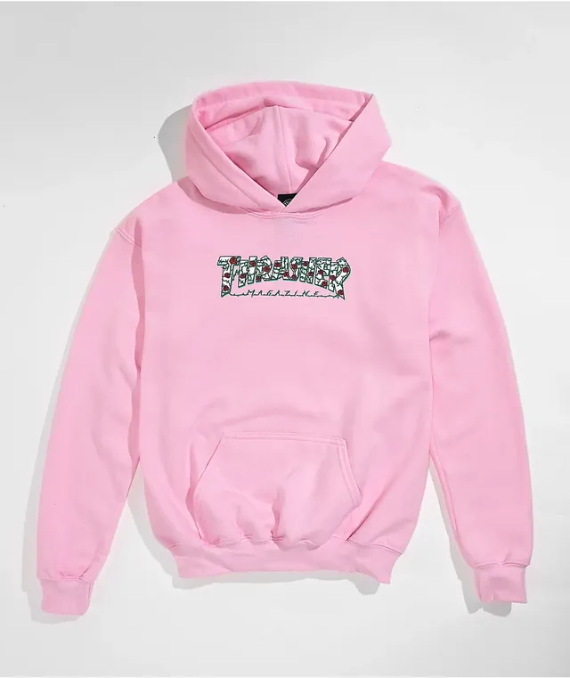 Thrasher roses top hoodie light pink