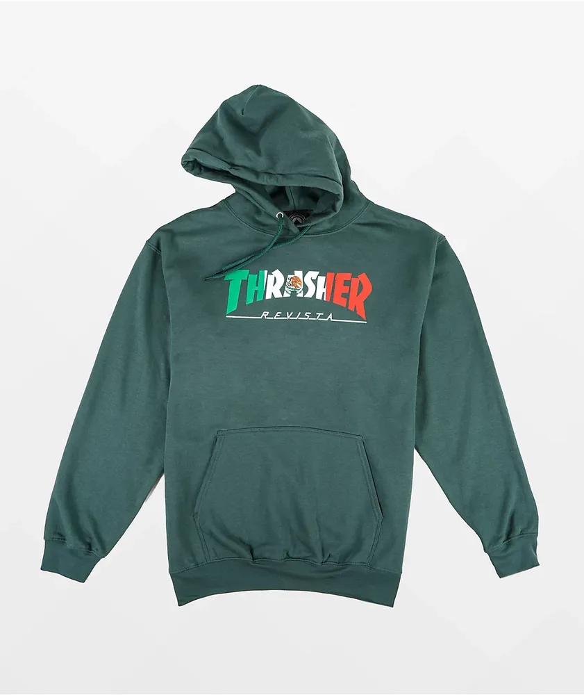 Thrasher forest green hoodie hot sale