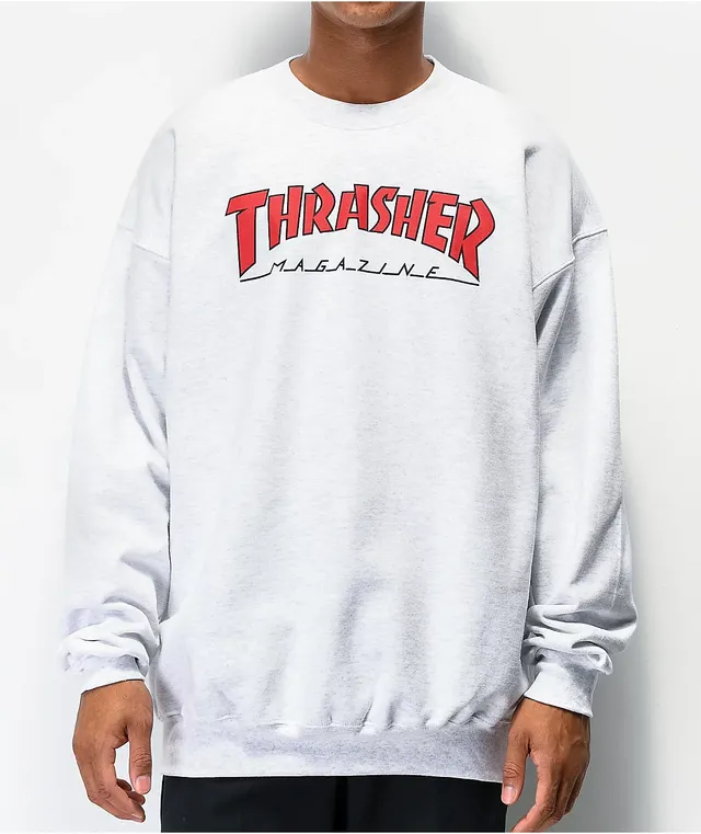 Thrasher Outlined Grey Crewneck Sweatshirt CoolSprings Galleria