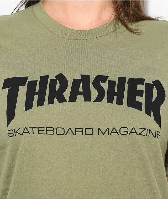 Olive green thrasher shirt top