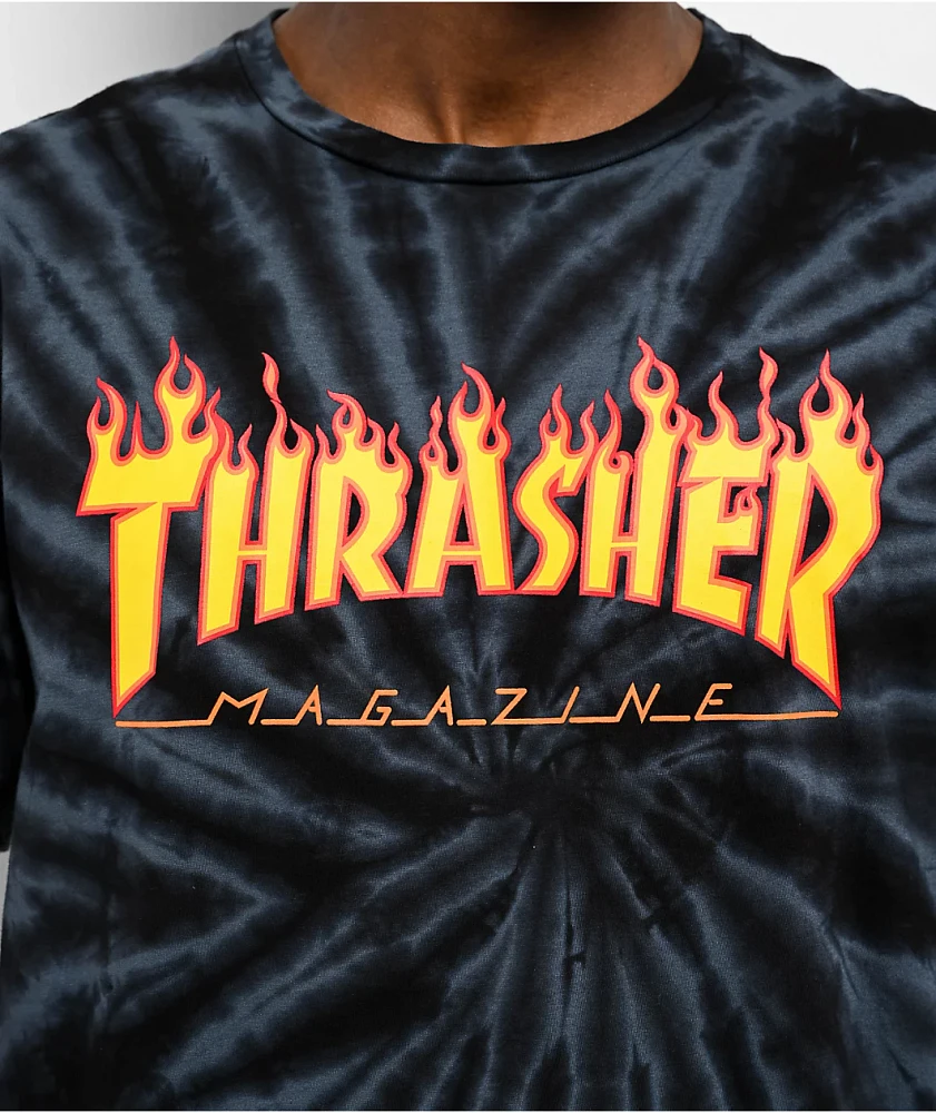Thrasher Tie Dye Flame Grey T-Shirt at Hamilton Place in