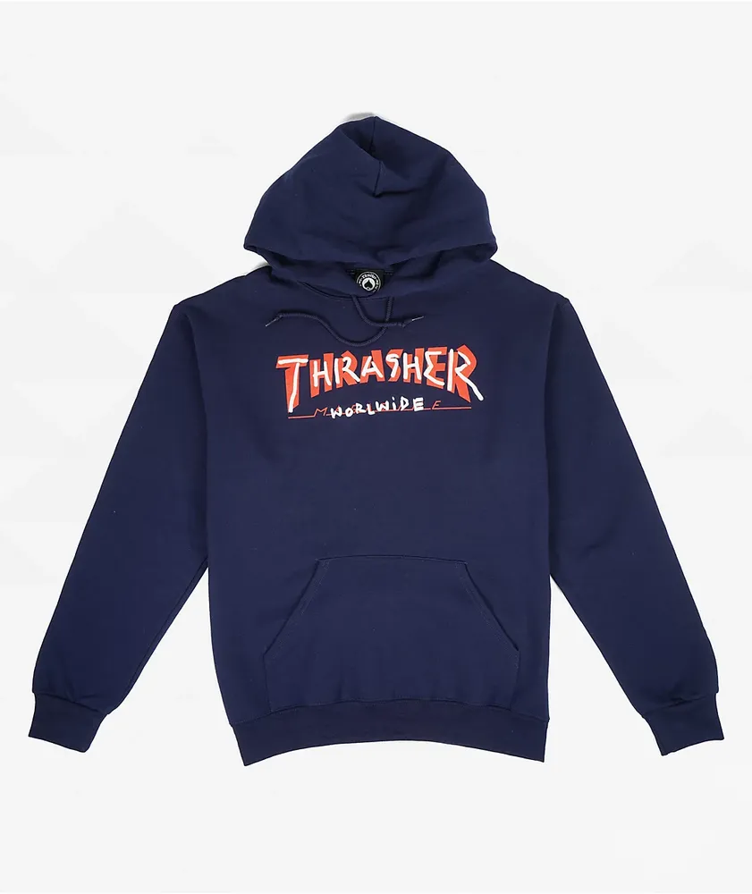 Thrasher hoodie dark blue top