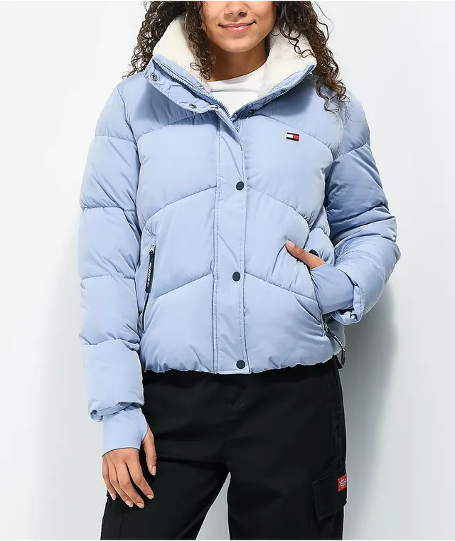 Tommy hilfiger long chevron quilted puffer coat hotsell