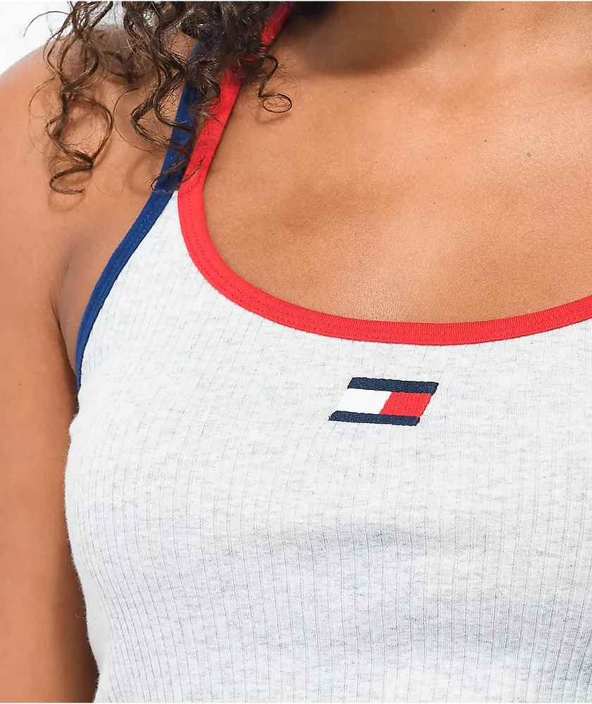 Tommy Hilfiger Ribbed Grey Cami Crop Tank Top Mall of America
