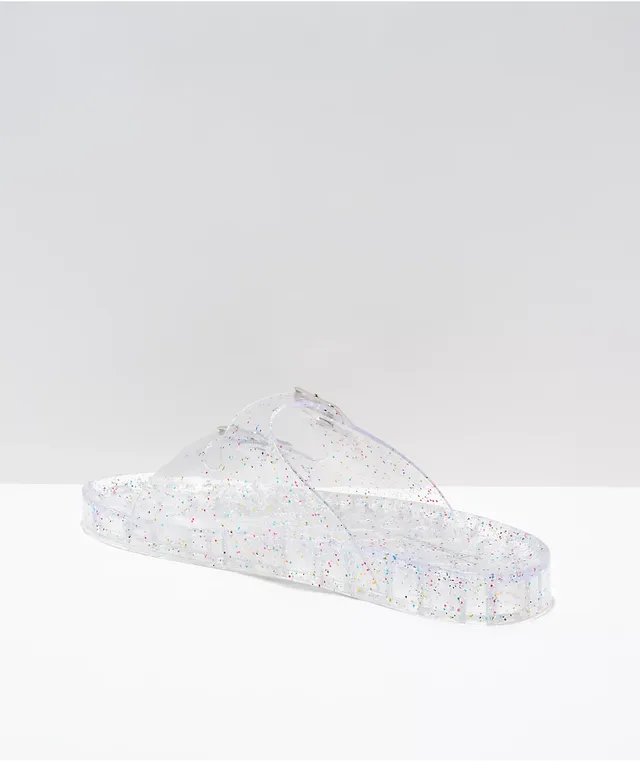 Clear best sale sparkly slides