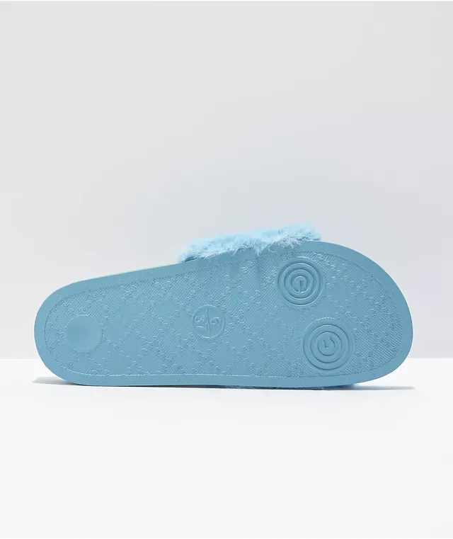 Trillium Blue Fur Slide Sandals The Pen Centre