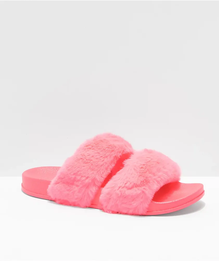 Double strap fur slides discount